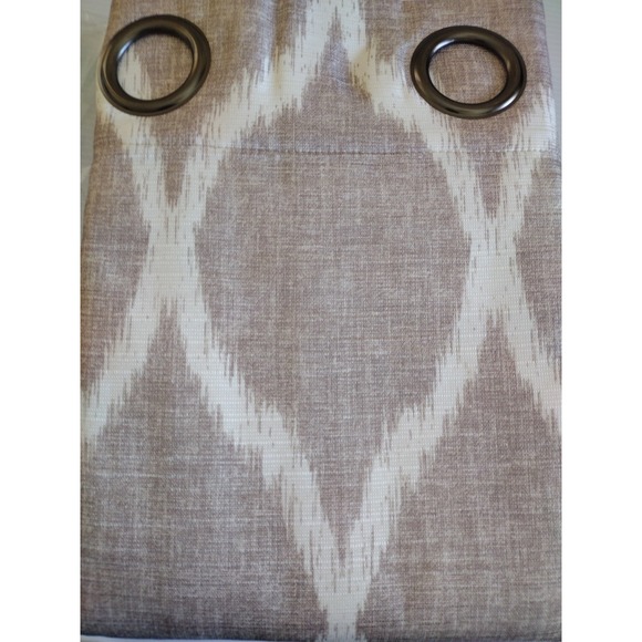 Easton window curtain panel grommets Tan Beige Geometric 2 pack 50x78 - Picture 3 of 3